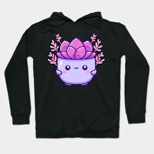 Cute succulent in pot | Cute Kawaii potted plant | Design for Kawaii Lovers Hoodie